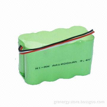 NiMH AA Battery Pack, 9.6V Voltage, 1,800mAh Capacity